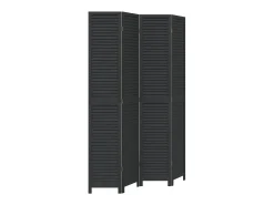 Tabique divisorio de 4 paneles en madera maciza de paulownia negra Negro Online