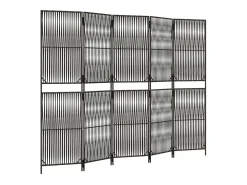 Biombo-Tabique divisorio de 5 paneles de mimbre de resina Gris