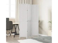 Tabique divisorio de 3 paneles en madera maciza de paulownia blanca Blanco Clearance
