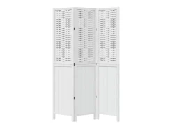 Tabique divisorio de 3 paneles en madera maciza de paulownia blanca Blanco Clearance