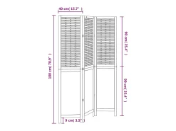 Tabique divisorio de 3 paneles en madera maciza de paulownia blanca Blanco Clearance