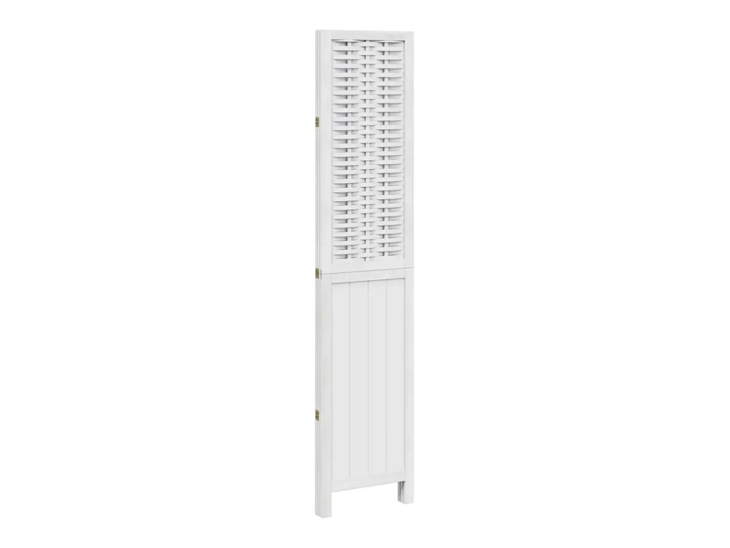 Tabique divisorio de 3 paneles en madera maciza de paulownia blanca Blanco Clearance