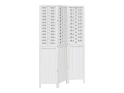 Tabique divisorio de 3 paneles en madera maciza de paulownia blanca Blanco Clearance