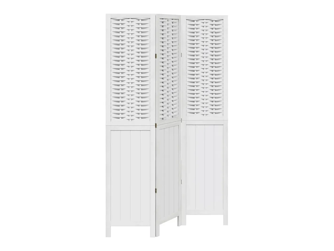Tabique divisorio de 3 paneles en madera maciza de paulownia blanca Blanco Clearance