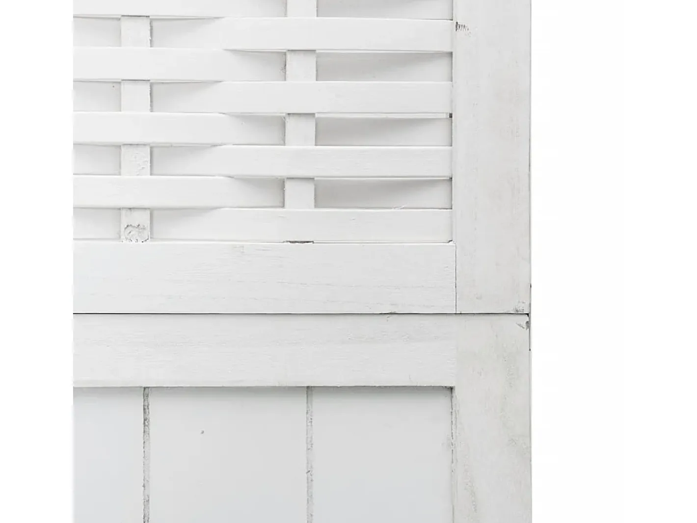 Tabique divisorio de 3 paneles en madera maciza de paulownia blanca Blanco Clearance