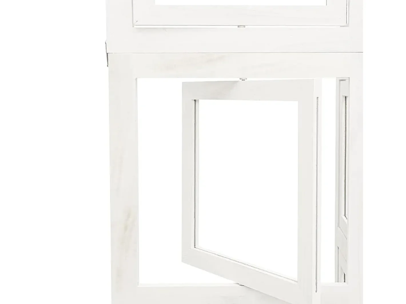Biombo-Tabique divisorio de 3 paneles en madera maciza de paulownia blanca Blanco