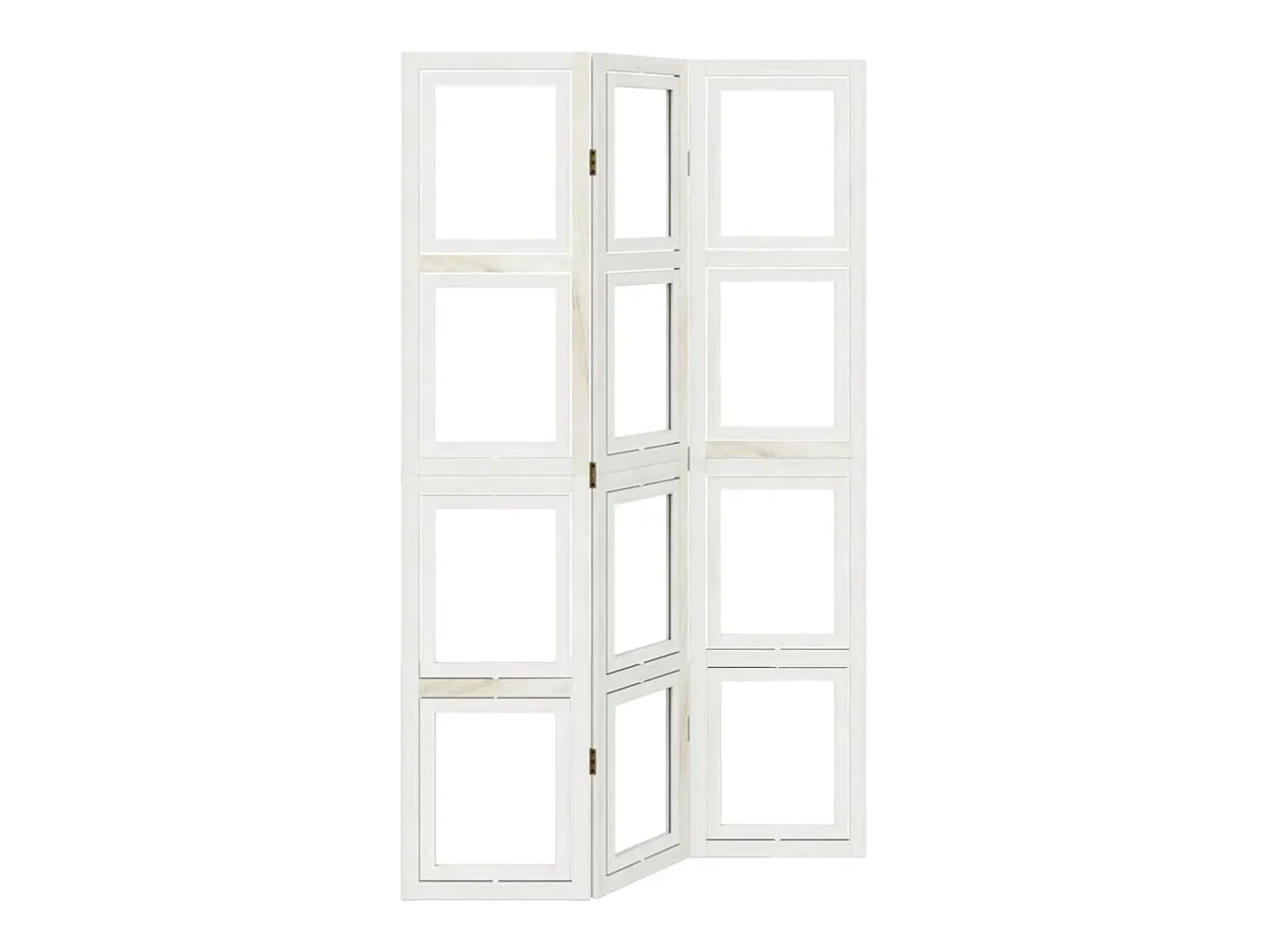Biombo-Tabique divisorio de 3 paneles en madera maciza de paulownia blanca Blanco