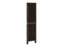 Tabique divisorio de 4 paneles de paulownia maciza en color marrón oscuro Marru00f3n