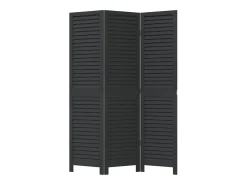 Outlet Tabique divisorio de 3 paneles en madera maciza de paulownia negra Negro