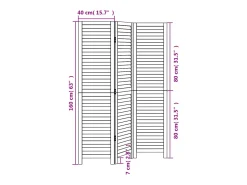 Outlet Tabique divisorio de 3 paneles en madera maciza de paulownia negra Negro