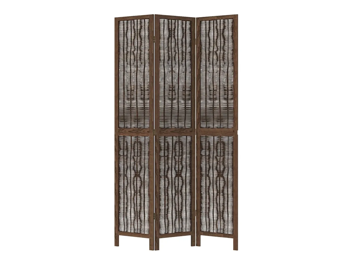 Tabique divisorio de 3 paneles en marrón oscuro fabricado en paulownia maciza Marru00f3n Clearance