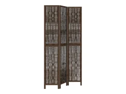 Tabique divisorio de 3 paneles en marrón oscuro fabricado en paulownia maciza Marru00f3n Clearance