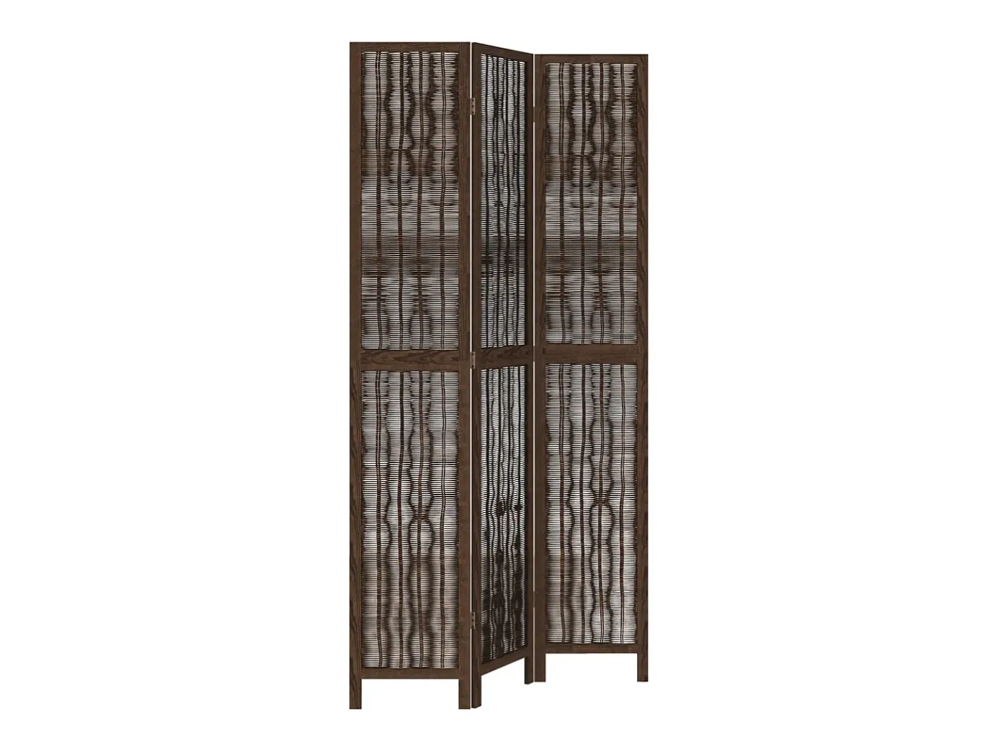 Tabique divisorio de 3 paneles en marrón oscuro fabricado en paulownia maciza Marru00f3n Clearance