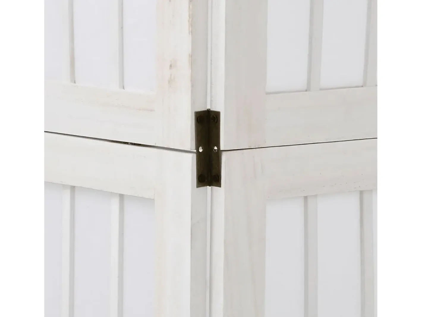Tabique divisorio de 4 paneles en madera maciza de paulownia blanca Blanco New