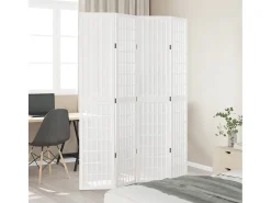 Tabique divisorio de 4 paneles en madera maciza de paulownia blanca Blanco New