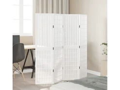 Best Tabique divisorio de 4 paneles en madera maciza de paulownia blanca Blanco
