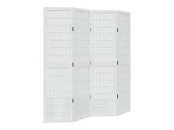 Best Tabique divisorio de 4 paneles en madera maciza de paulownia blanca Blanco