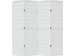 Best Tabique divisorio de 4 paneles en madera maciza de paulownia blanca Blanco