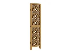 Tabique divisorio de 6 paneles en madera maciza de paulownia marrón Marru00f3n Outlet