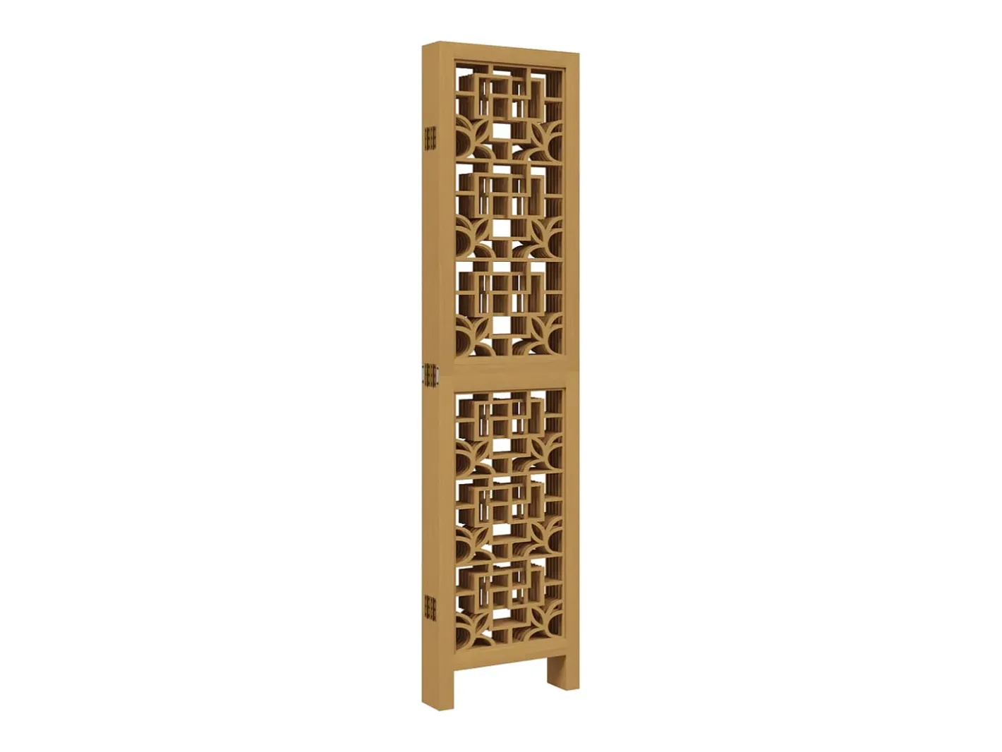 Tabique divisorio de 6 paneles en madera maciza de paulownia marrón Marru00f3n Outlet