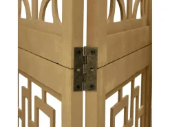 Tabique divisorio de 6 paneles en madera maciza de paulownia marrón Marru00f3n Outlet