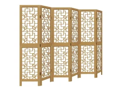 Tabique divisorio de 6 paneles en madera maciza de paulownia marrón Marru00f3n Outlet