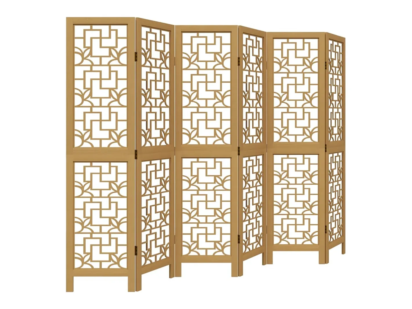 Tabique divisorio de 6 paneles en madera maciza de paulownia marrón Marru00f3n Outlet