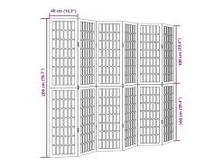 Biombo-Tabique divisorio de 6 paneles en madera maciza de paulownia negra Negro