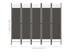 Tabique divisorio de 5 paneles color antracita 200x180 cm Gris Hot