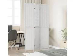 Tabique divisorio de 3 paneles en madera maciza de paulownia blanca Blanco Sale
