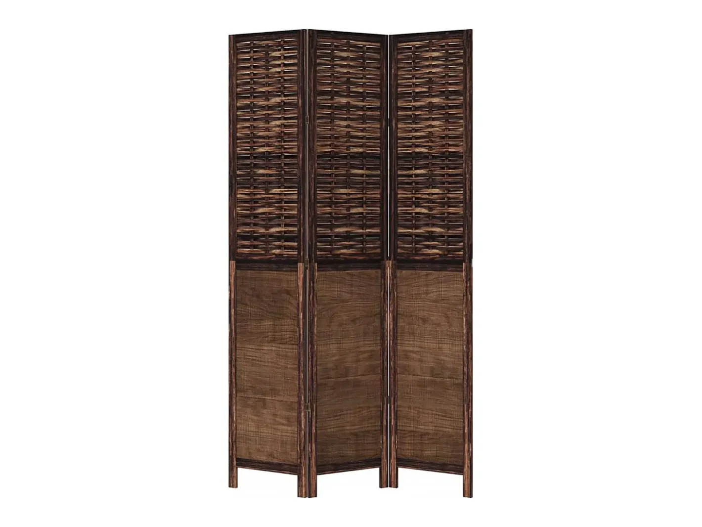 Tabique divisorio de 3 paneles en marrón oscuro fabricado en paulownia maciza Marru00f3n New