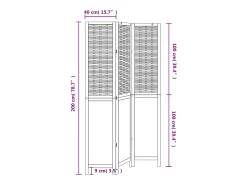Tabique divisorio de 3 paneles en marrón oscuro fabricado en paulownia maciza Marru00f3n New