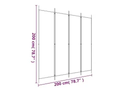 Biombo-Tabique divisorio de 4 paneles Antracita 200x200 cm Tejido Gris