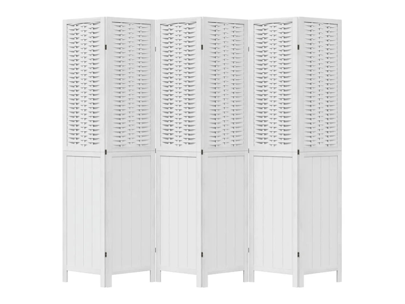 Tabique divisorio de 6 paneles en madera maciza de paulownia blanca Blanco