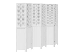 Tabique divisorio de 6 paneles en madera maciza de paulownia blanca Blanco