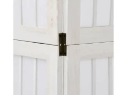 Biombo-Tabique divisorio de 3 paneles en madera maciza de paulownia blanca Blanco