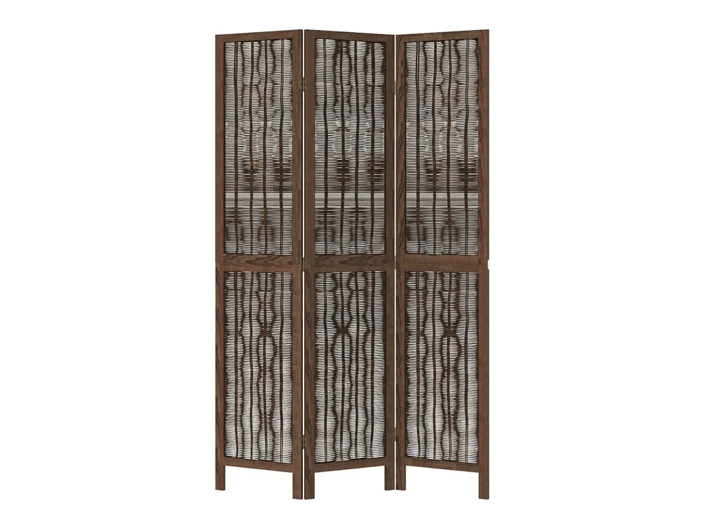 Tabique divisorio de 3 paneles en marrón oscuro fabricado en paulownia maciza Marru00f3n Clearance