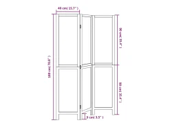 Tabique divisorio de 3 paneles en marrón oscuro fabricado en paulownia maciza Marru00f3n Clearance