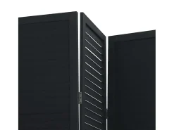 Tabique divisorio de 6 paneles en madera maciza de paulownia negra Negro Outlet