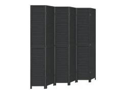 Tabique divisorio de 6 paneles en madera maciza de paulownia negra Negro Outlet