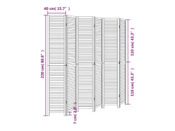 Tabique divisorio de 6 paneles en madera maciza de paulownia negra Negro Outlet