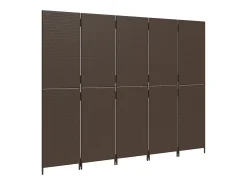Best Tabique divisorio de 5 paneles de mimbre de resina marrón Marru00f3n