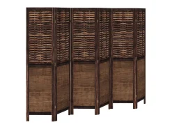 Tabique divisorio de 6 paneles en color marrón oscuro fabricado en paulownia maciza Marru00f3n Clearance