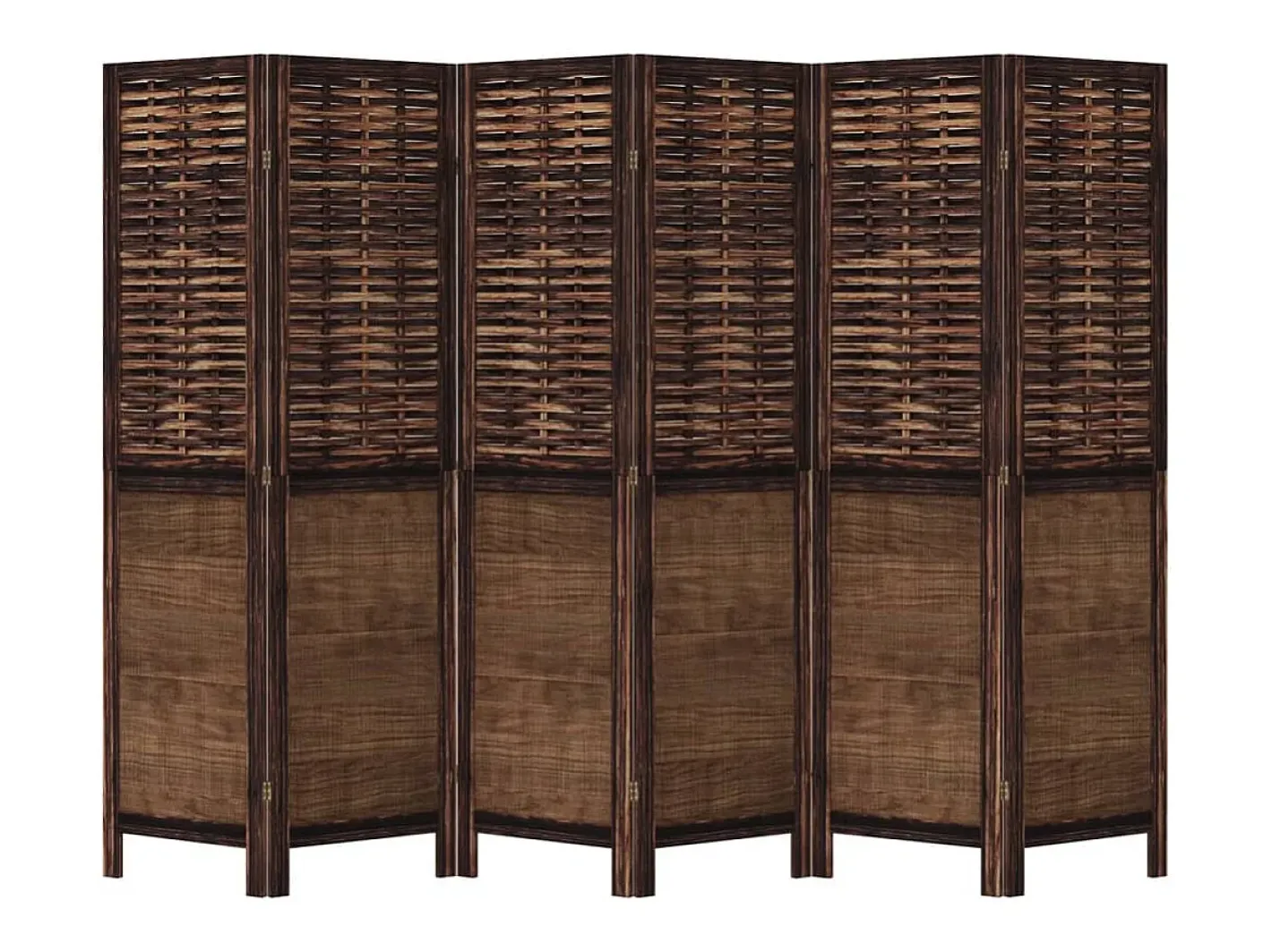 Tabique divisorio de 6 paneles en color marrón oscuro fabricado en paulownia maciza Marru00f3n Clearance