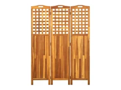 Biombo-Tabique divisorio de 3 paneles 121x2x170 cm Madera de acacia Marru00f3n