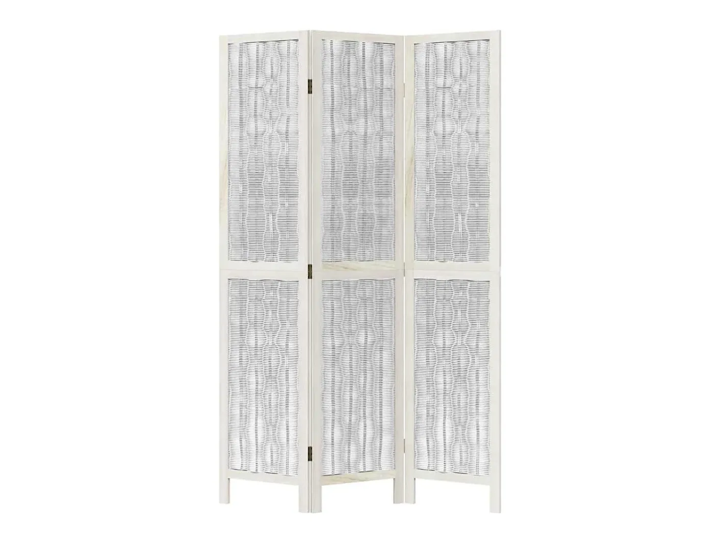 Biombo-Tabique divisorio de 3 paneles en madera maciza de paulownia blanca Blanco