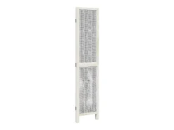 Biombo-Tabique divisorio de 3 paneles en madera maciza de paulownia blanca Blanco