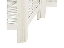 Biombo-Tabique divisorio de 3 paneles en madera maciza de paulownia blanca Blanco