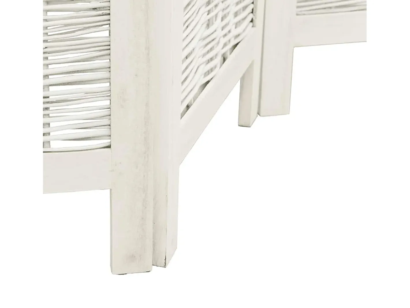 Biombo-Tabique divisorio de 3 paneles en madera maciza de paulownia blanca Blanco