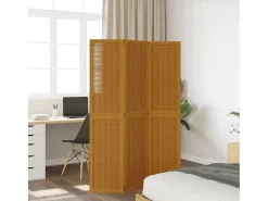 Tabique divisorio de 3 paneles en madera maciza de paulownia marrón Marru00f3n Hot